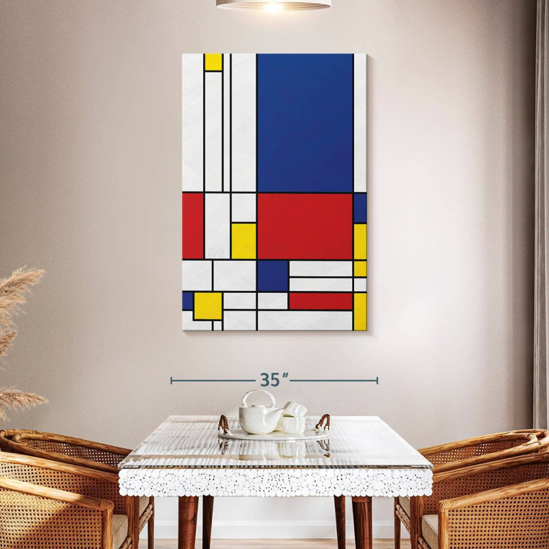 Géométrique «Mondrian II» sur toile, H 48 po x l 32 po x P 1,25 po