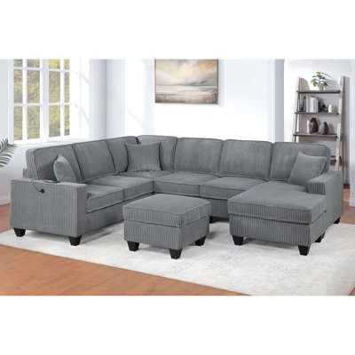 Ensemble modulaire 5 pièces Modern Modern avec ports USB, rangement et repose-pieds cocktail pour le salon principal