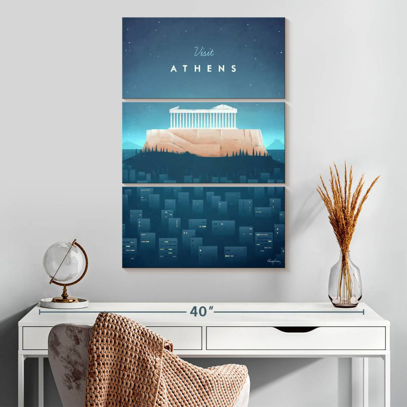 Affiche de voyage rétro Nicci Athens, H 32 po x l 20 po