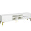 Console de télévision, blanc, avec lumières à DEL réglables de luminosité, pieds dorés, DEL de tiroir Bloom, panneau-1487654552