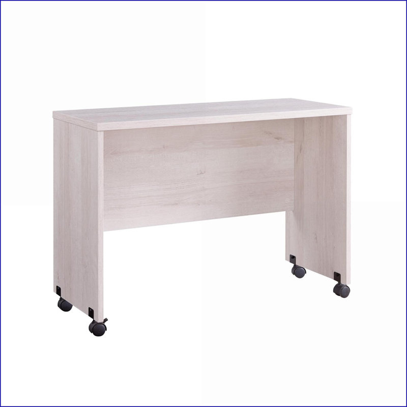 Mid-Century White Oak Mobile Desk with Locking Wheels for Home Office, Easy Mobility, Oak