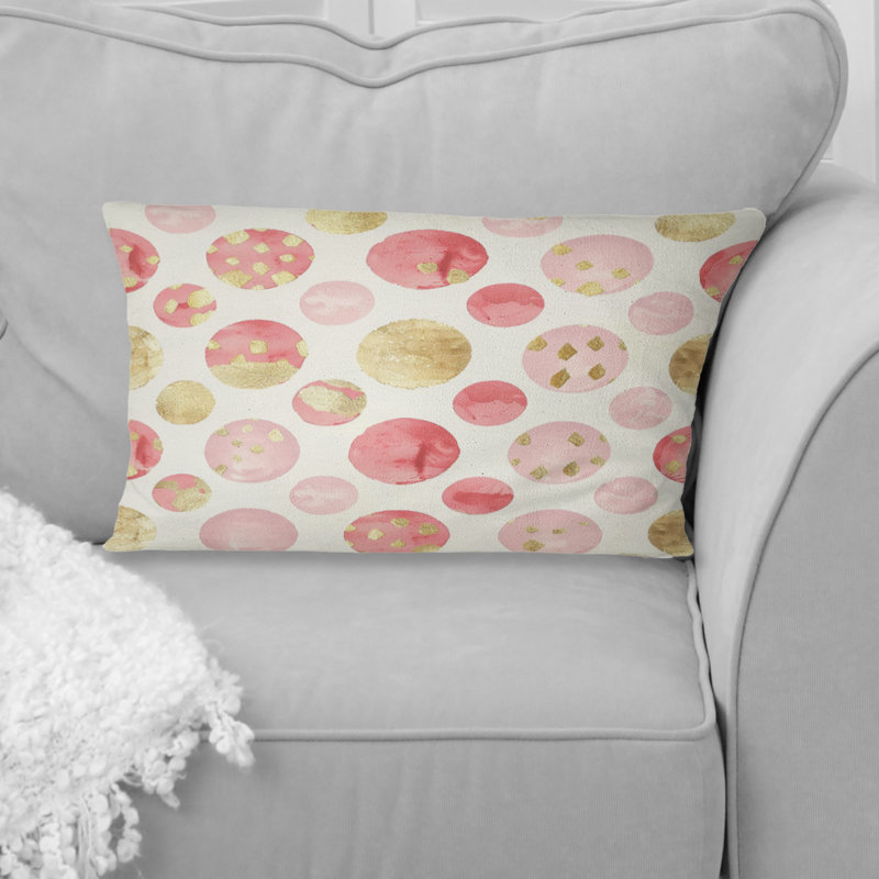 Glam Poka Dots - Coussin lombaire Glam, Or / rose