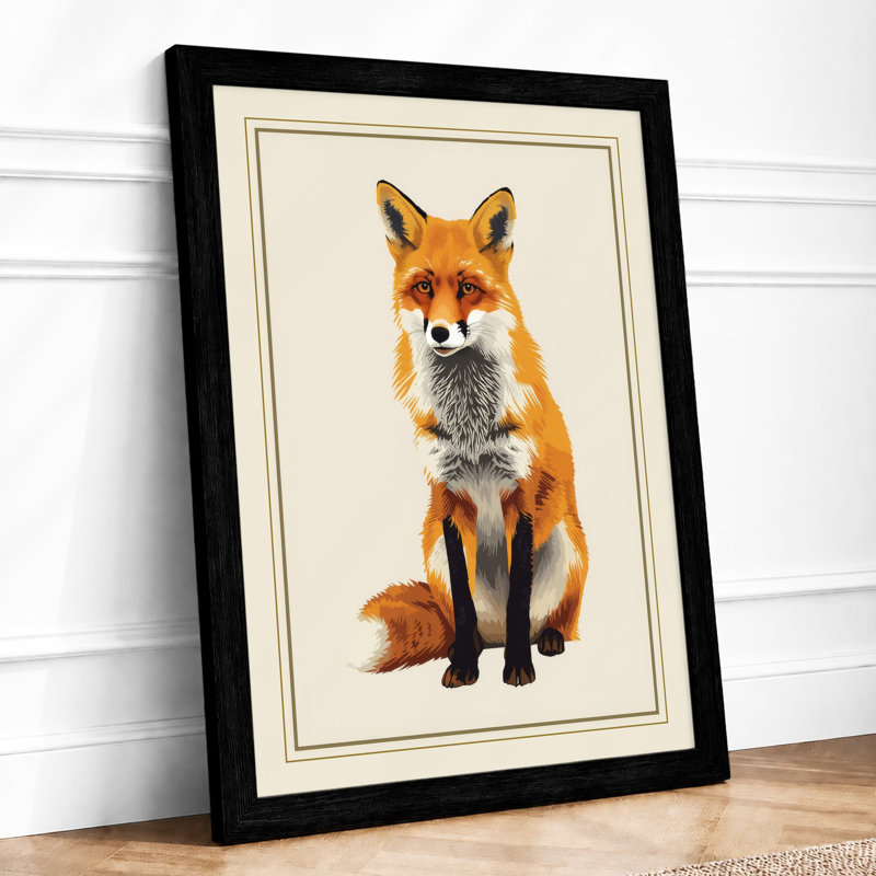 Watchful Fox Boho - Framed Print, A1 - 84.1 x 59.4 cm, Black