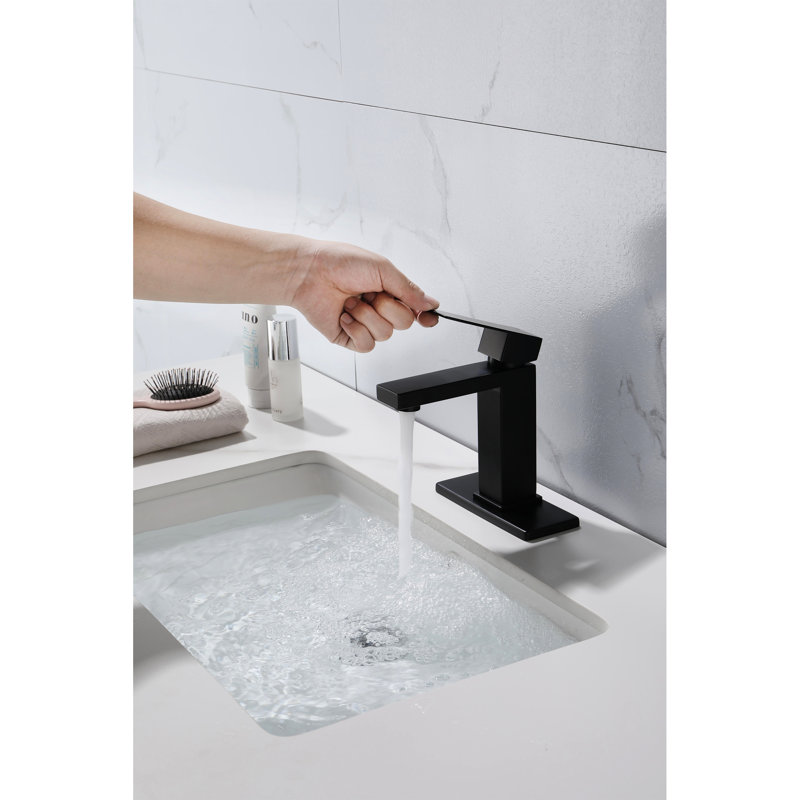 Robinet de lavabo de salle de bain à poignée simple avec trop-plein, noir mat, débit d'eau rempli de bulles et finition antirouille