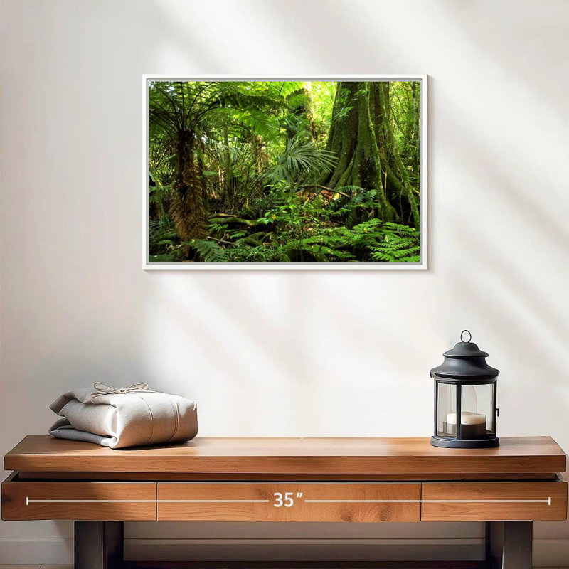 Jungle Ferns Forest, Cadre flottant blanc, 19 po x 13 po