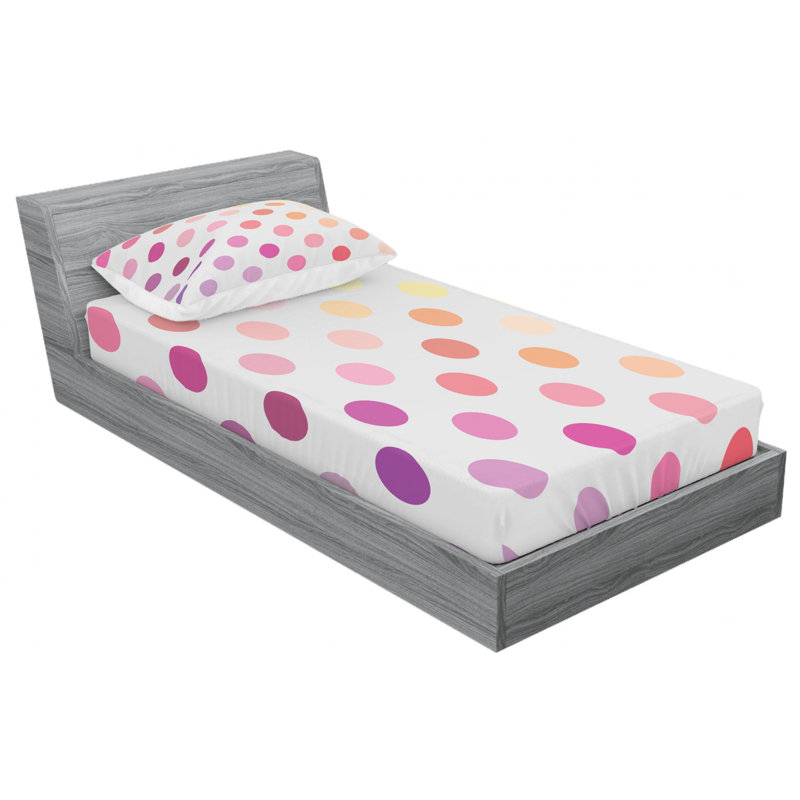 Microfiber Polka Dots Sheet Set, Twin XL Sheet Set + Fitted Sheet + 1 Pillowcase