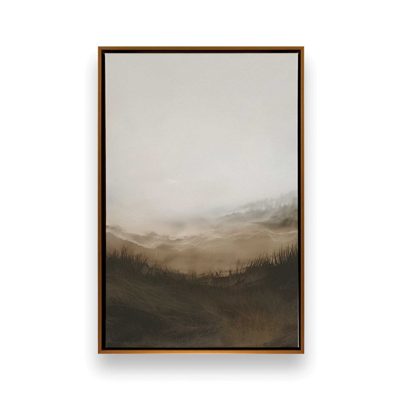 Toile brumeuse Meadows I, H 18,75 po x l 12,75 po x P 1,75 po, Cadre flottant or poli