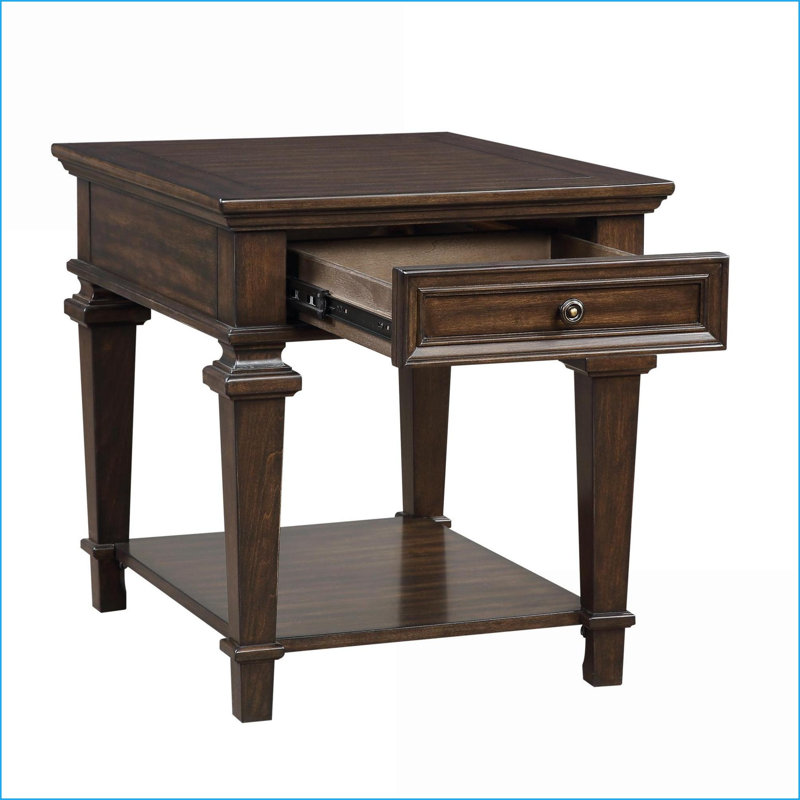Table basse traditionnelle en placage de bouleau espresso pour salon - tiroir et amp; Rangement ouvert