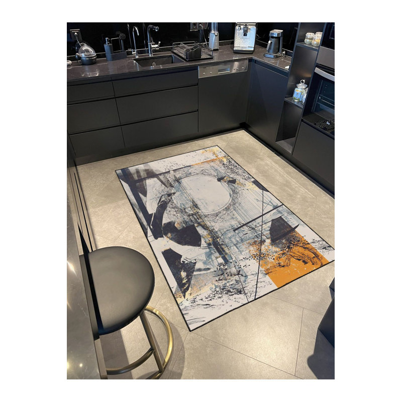 Modern Themed Woven Base Washable Rug, Rectangle 2'4" x 3'11" Rug Pad Included