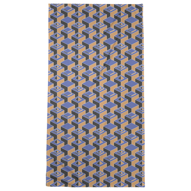 Serviette de plage classique gratte-ciels, Cidre / bleu / noir