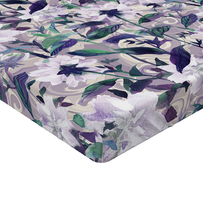 Drap-housse imprimé floral Ambesonne