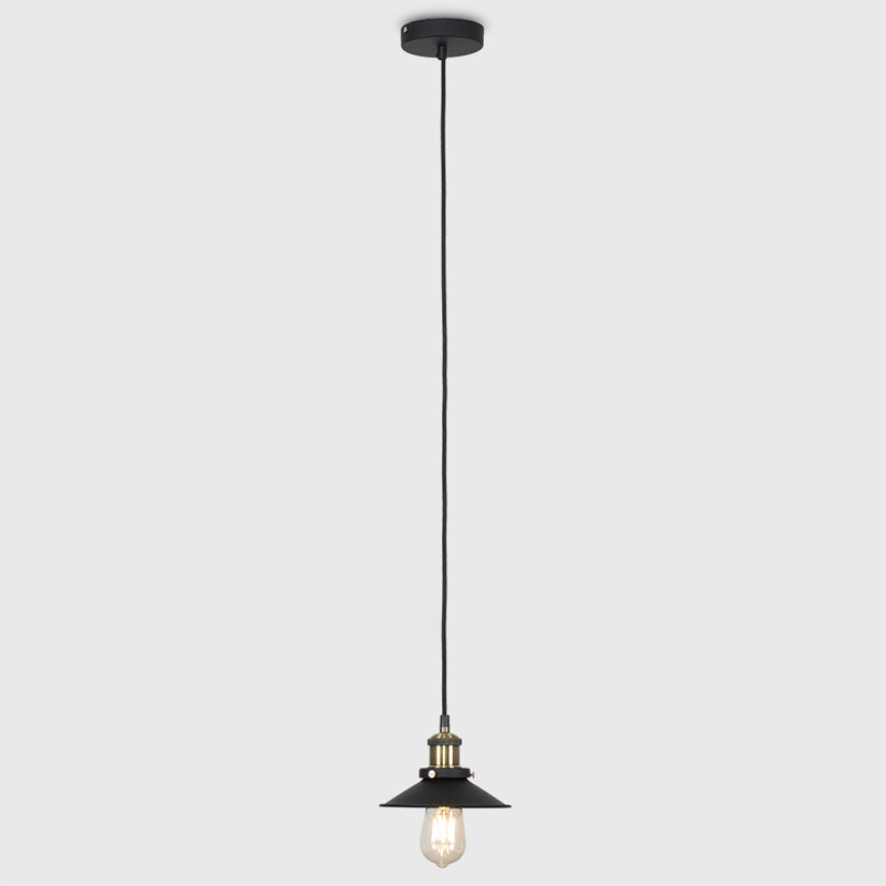 Harris 1 - Light Black/Antique Brass Cone Pendant, Not Included