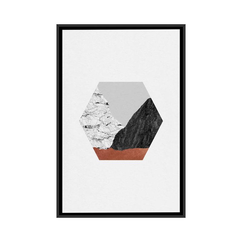 «Geometric I», impression sur toile, H 26 po x l 18 po x P 1,5 po, Toile avec cadre noir, Pas de tapis