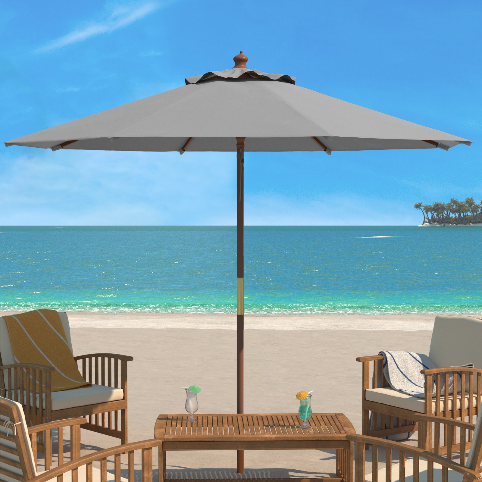 Ellarose 130'' Outdoor Umbrella, Gray