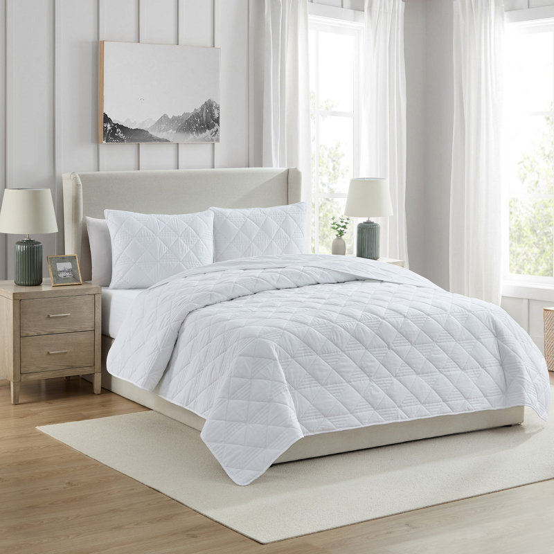 Ensemble de courtepointe en microfibre diamant 3 pièces VCNY Home Lucy, Blanc