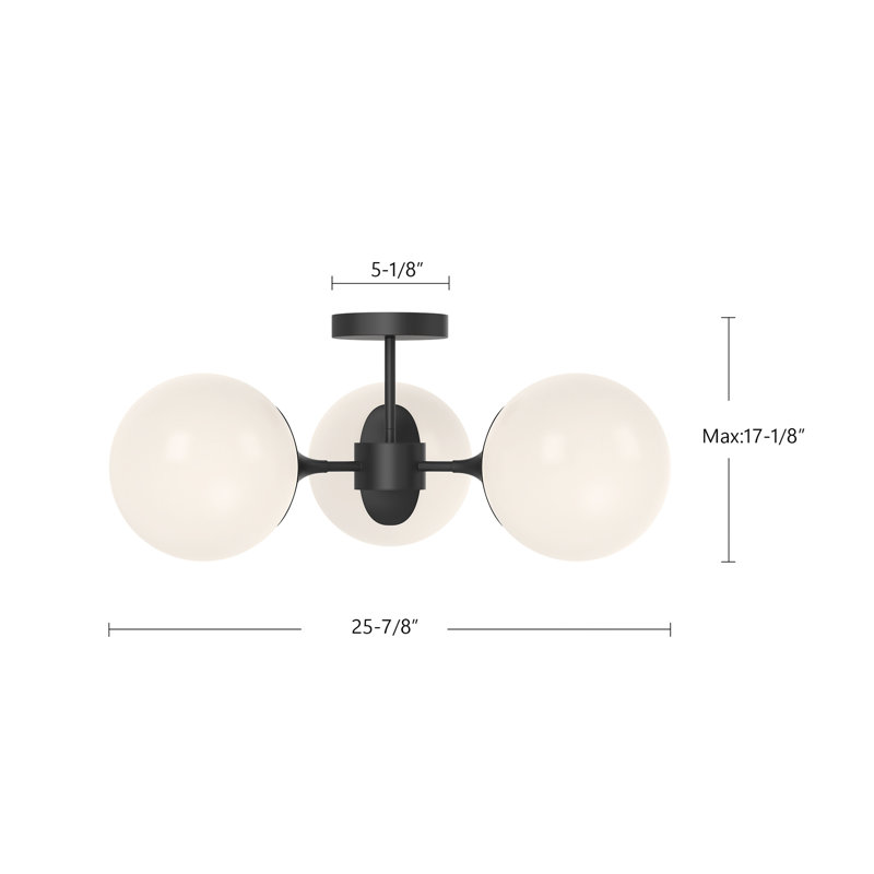 Nouveau 3 - Light Semi Flush Mount, Matte Black