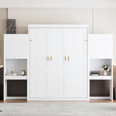 Grand lit escamotable avec bureau, coiffeuse et armoires