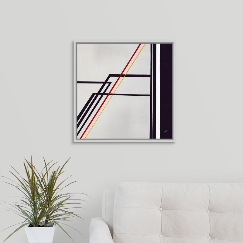 « steppinging », peinture sur toile, H 21,7 po x l 21,7 po x P 1,75 po, Cadre flottant blanc