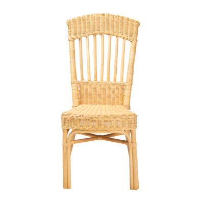 Chaise de salle à manger moderne en rotin de style bohémien avec dossier fuselé et ornements tissés, parfaite pour les sièges élégants et confortables. （Chaise seulement）
