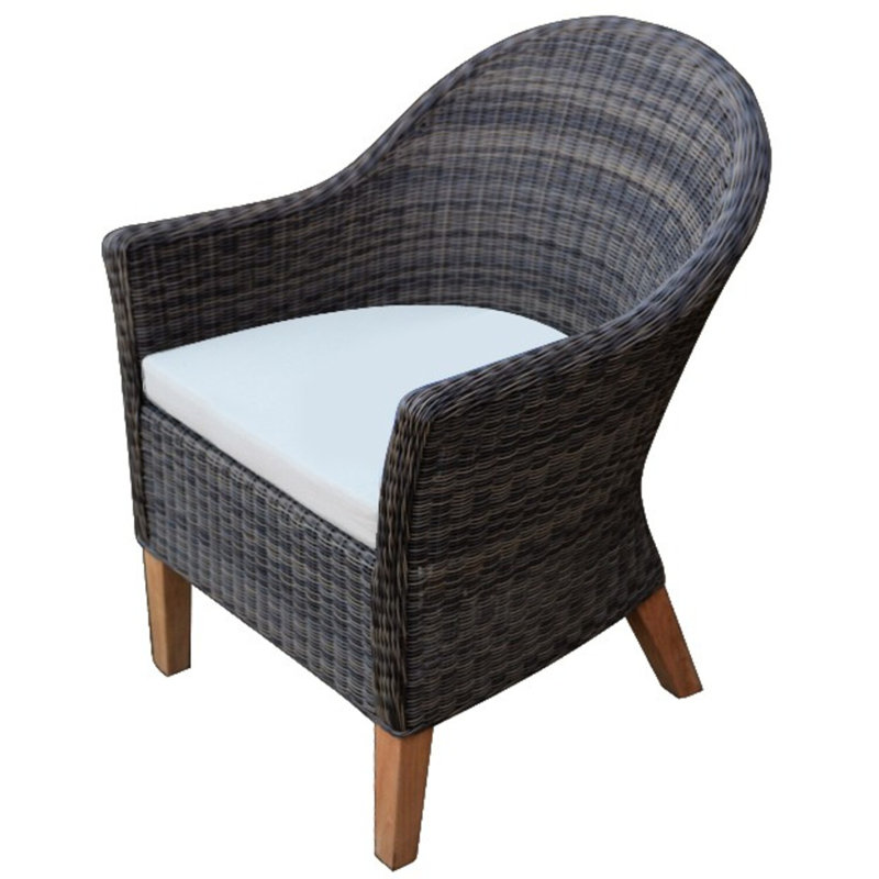 Vienna Wicker Outdoor Dining Armchair, Brown, Cast Charcoal