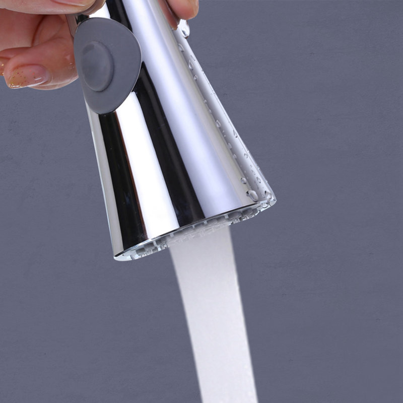 Robinet d'évier de cuisine à poignée simple en acier inoxydable avec bec pivotant sur 360 ° Topcraft, Chrome chrome