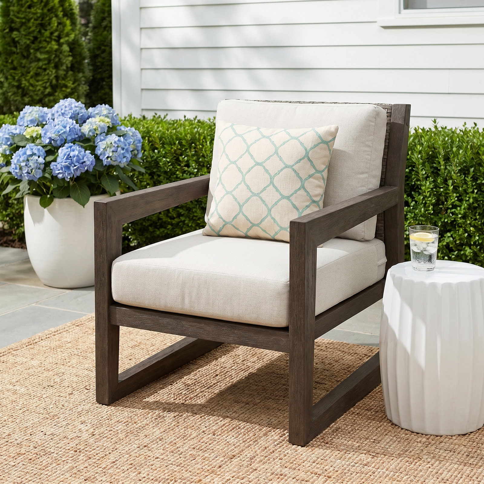 Acacia Patio Lounge Chair, 	Light Gray/Light Brown
