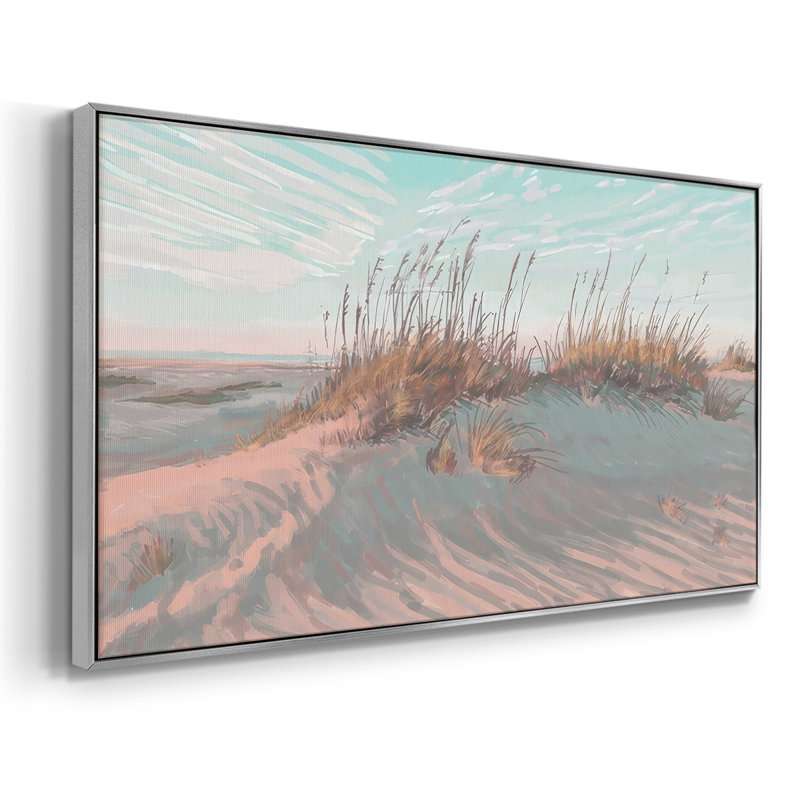 Dunes à l'aube III - Toile tendue avec châssis encadré - Prêt à être accroché, Argent argent, H 21 po x l 41 po