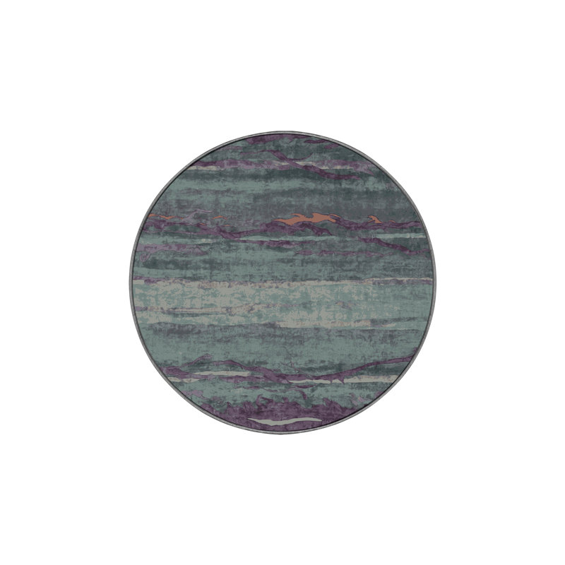 Tapis gris lavable à la machine, Rond 7 pi
