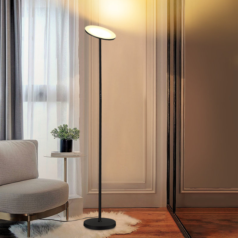 Jernell  LED Dimmable Torchiere Floor Lamp with Remote Control, Black