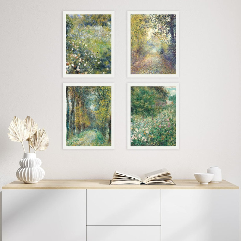 Multicolore, aquarelle, fleur sauvage, forêt, campagne, jardin, rétro, décor de salle de bain rétro, impression sur papier, 4 pièces