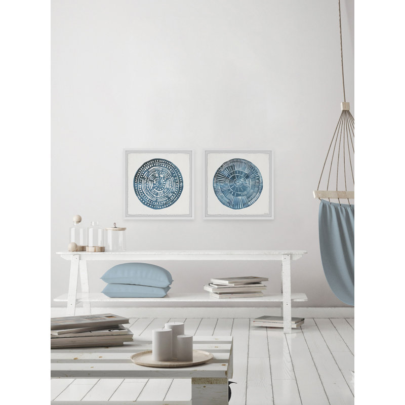 «Blue Carpets» par Marmont Hill - ensemble de 2 peintures encadrées, H 18 po x l 18 po x P 1,5 po