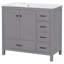 Ensemble de meuble-lavabo avec lavabo en céramique, armoire de rangement abondante, 2 portes à fermeture douce et 5 tiroirs