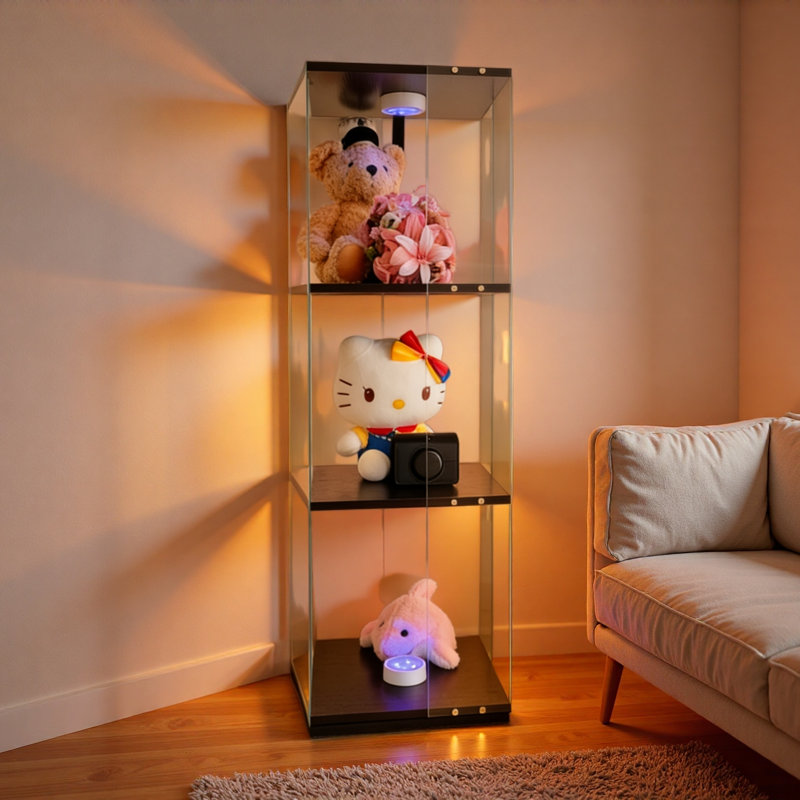 Reinforced Modern Rotatable Three-Layerr Cabinet Style Display Cabinet, Wine Cabinet, Storage Cabinet, With Remote Control Paipai Light, Adjustable Feet, Can Be Placed In The Living Room, Corridor