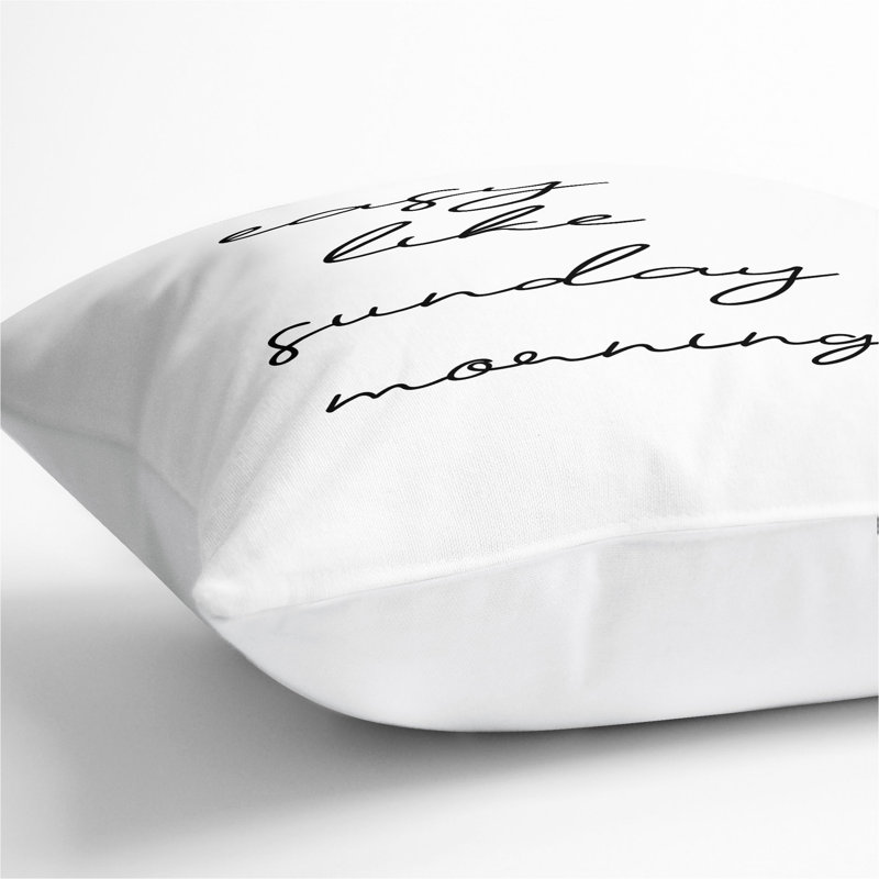 Easy Like Sunday Morning V2 Typography Square Throw Cushion, White, 40cm H x 40cm W x 15cm D