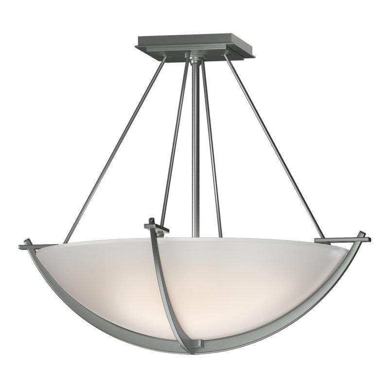 Compass 3 - Light Semi Flush Mount, Opal White, 16" H x 18.1" W x 18.1" D, Vintage Platinum