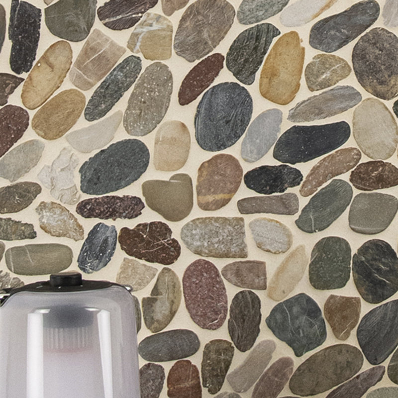 Marvella Pebble 12 in. x 12 in. Natural stone Mosaic Floor and Wall Tile, Gravelle