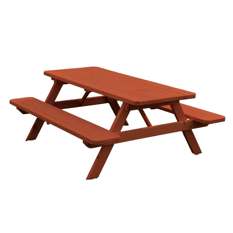 Keystone Amish Co. Spruce Picnic Table, 6-Foot, Redwood Stain, Redwood Stain, 30" H x 70" W x 60" D