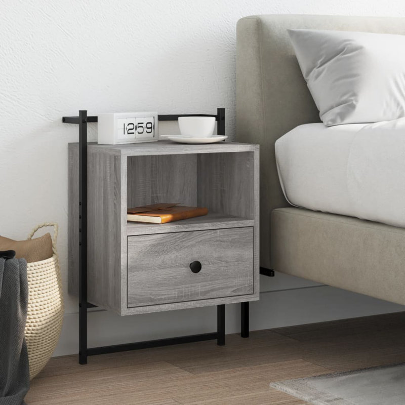 40cm W Manufactured Wood Bedside Table, Grey Sonoma