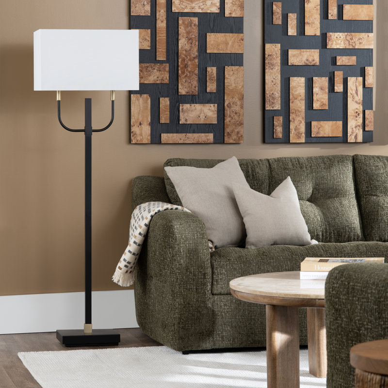 59.25" Metal Floor Lamp With White Shade