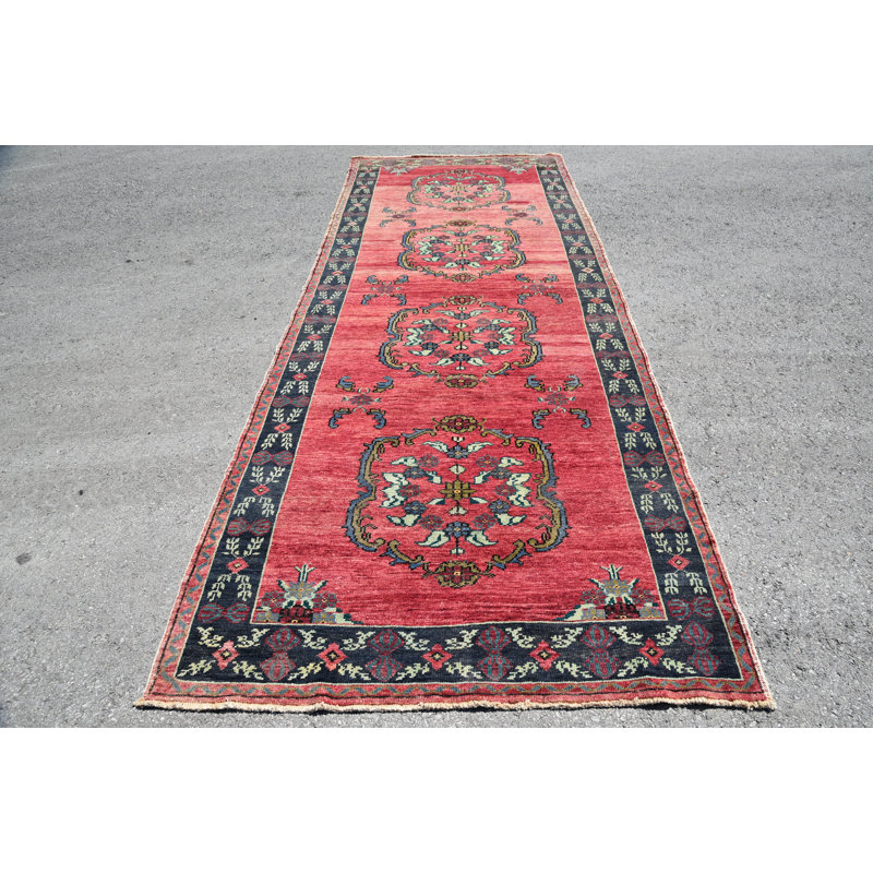 Tapis rose, tapis géométriques, tapis de couloir 4,7 x 12,2 pi, tapis turc, tapis rétro rose