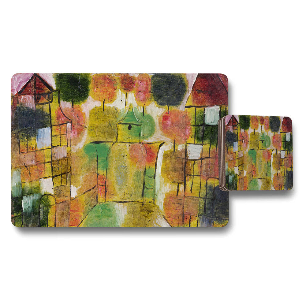 Abstract Colorful Cityscape Placemat And Coaster Set