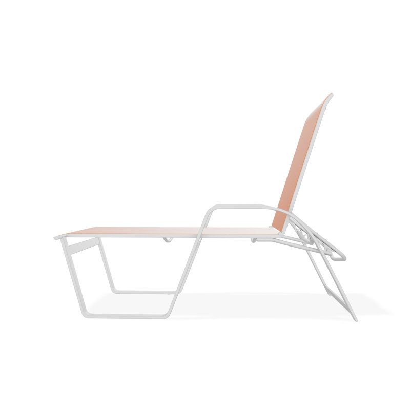 Chaise longue empilable Aruba II, Filet tangerine, Blanc