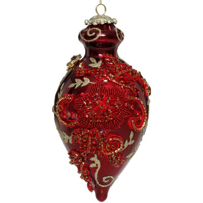 Kings Jewel Fancy Finial Ornament, Red - 9 Inches