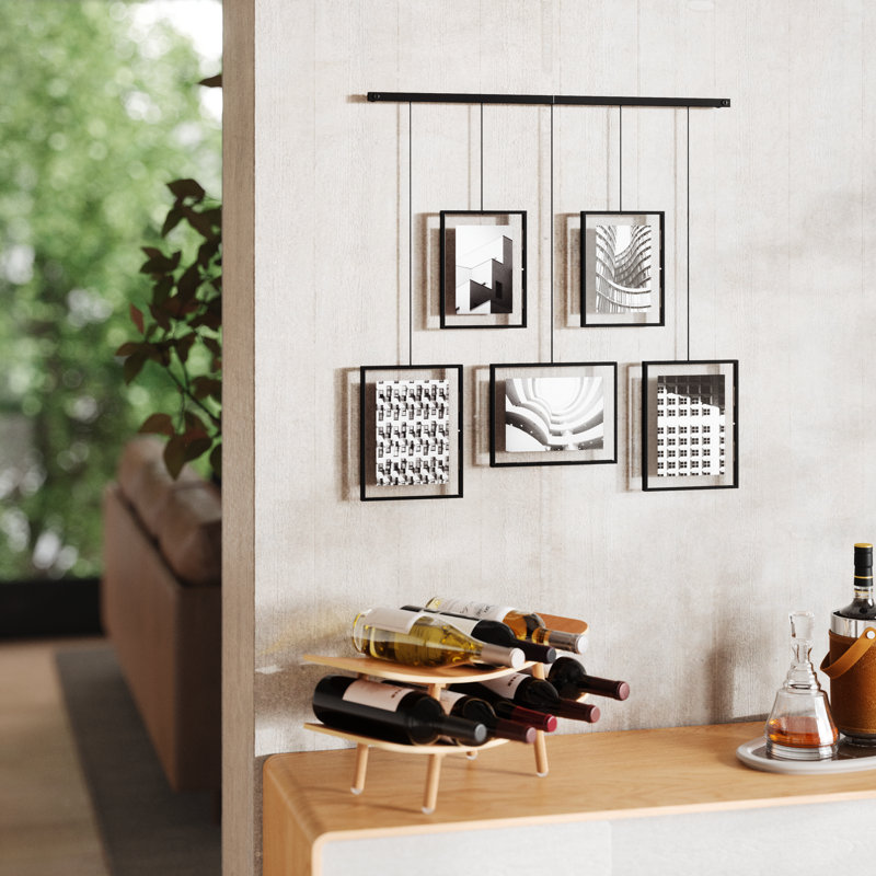 Exhibit Metal Ledge Picture Frame with Brackets – Set of 5, Black