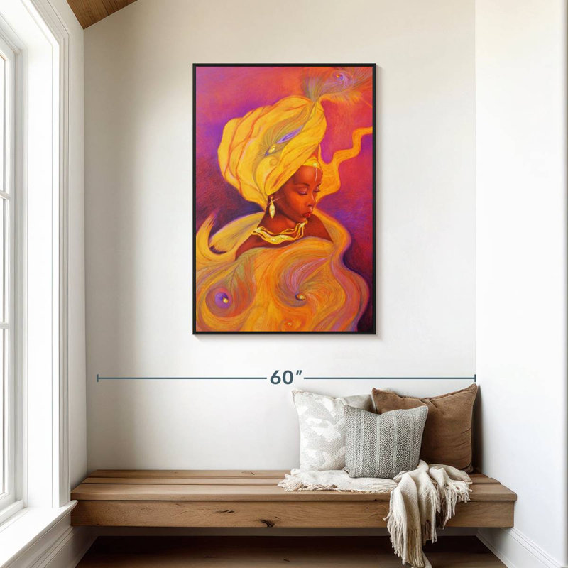 Déesse Oshun, Cadre flottant noir, 29 po x 43 po