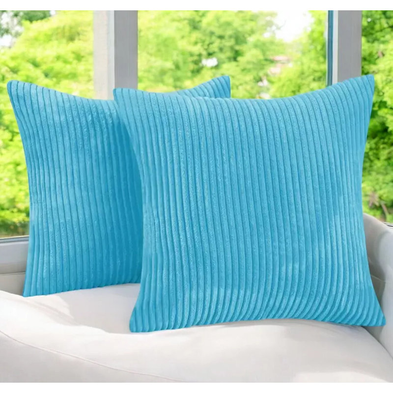 Aieesha Indoor / Outdoor Blue Square Throw Cushion Cover Pack Of 4