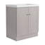 Meuble-lavabo autoportant de 30 po avec lavabo en résine et 2 portes d'armoire à fermeture en douceur (emballage KD)