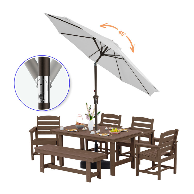 Parasol de marché avec manivelle Beka, H 94,5 po x l 120 po x P 120 po, Gris clair