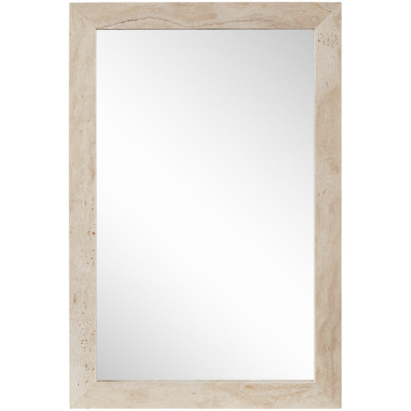 Pavia Genuine Travertine Frame Mirror, Natural, Travertine