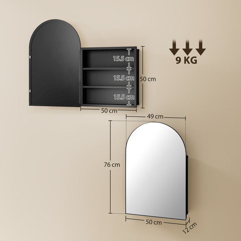 500mm W 760mm H Wall Mounted Required Medicine Cabinet Mirror